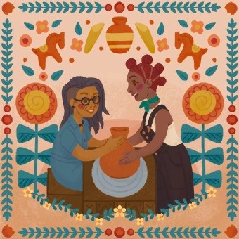 Keramika s kámoši (ikona)