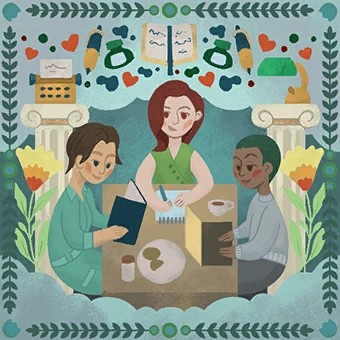 Spisovatelé a čtenáři (ikona)