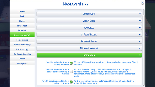Nastavení balíčků (obrázek)