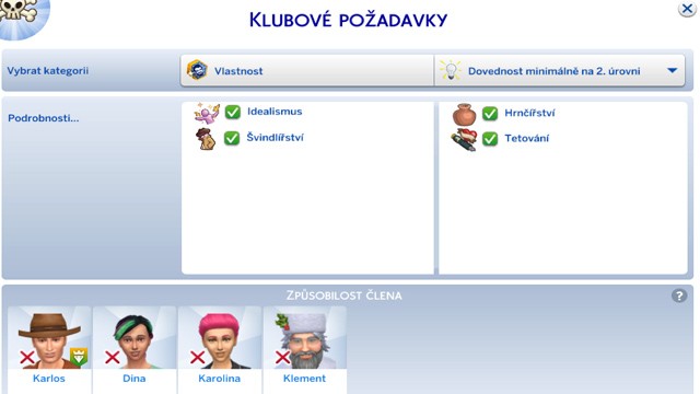 Klubové požadavky (obrázek)