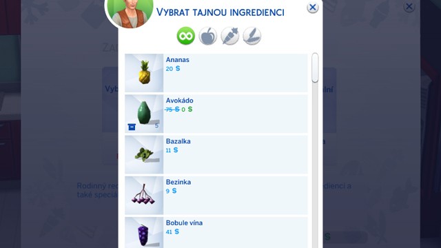 Výběr základního receptu (obrázek)